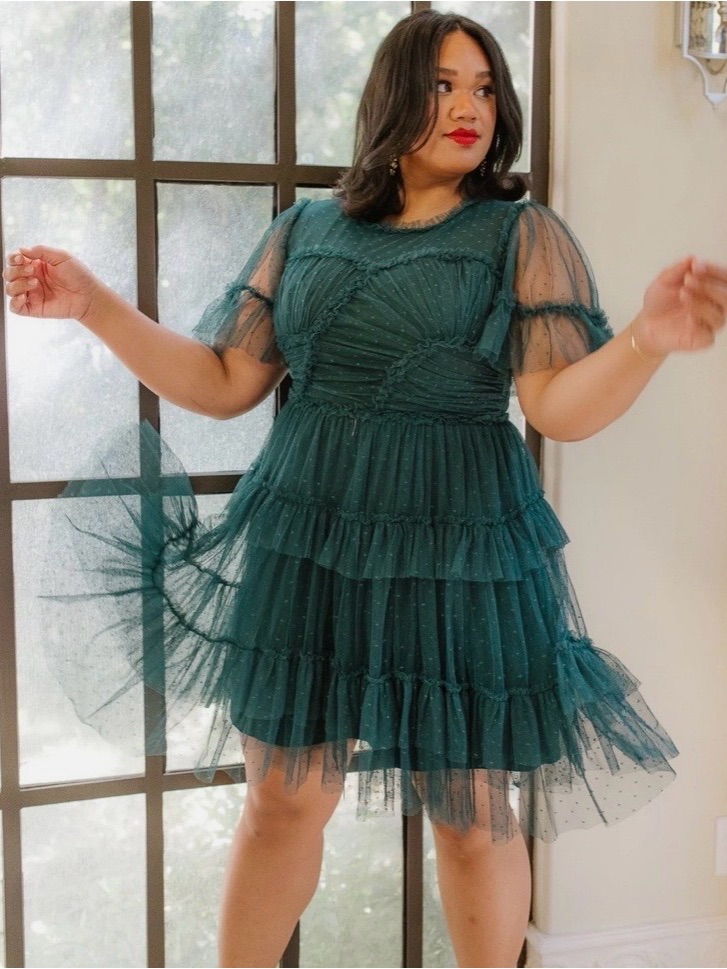 Ivy City Co. Whimsical Dress In Emerald Green, Size L
